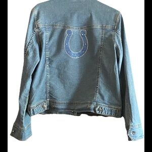 Colts Horseshoe Denim Jacket - Rhinestone Logo on Back - Women’s Size Large